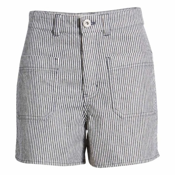 🌷VANS High Rise Navy Blue And White Striped Shorts Size 26 - Picture 3 of 10